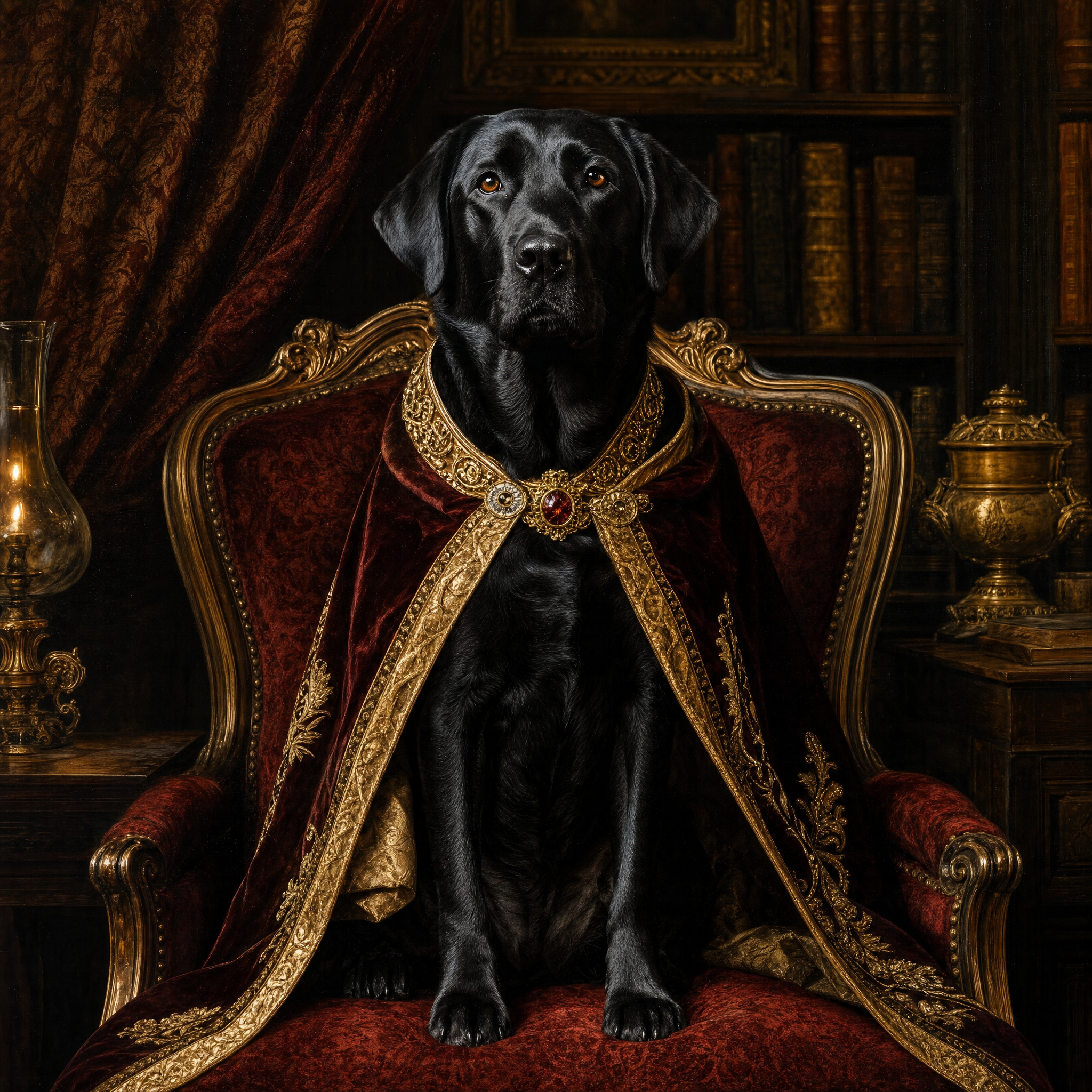Black Labrador Renaissance Portrait